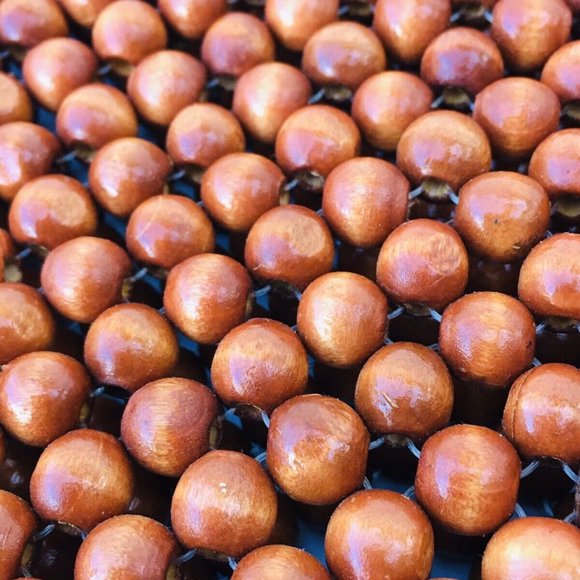 Vintage Hand Made Brown Wood Beaded Evening Shoulder Handbag Long Strap Bag - Picture 4 of 12